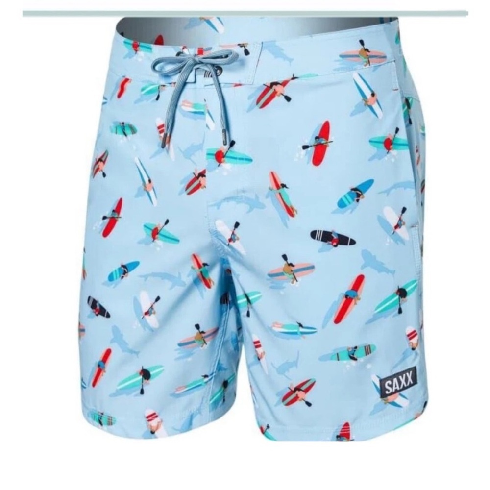 Saxx Swim Shorts Men’s Underwear Betawave Built-in Pouch Support Trunks size 36